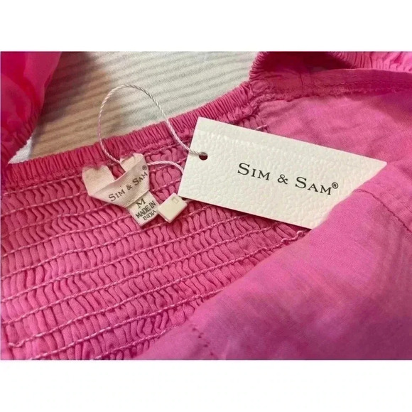 NEW Sim & Sam Puff Sleeve Mini Dress Women's Size M Barbie Pink Flutter sleeve - Picture 9 of 16